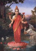 Raja Ravi Varma Goddess Lakshmi painting